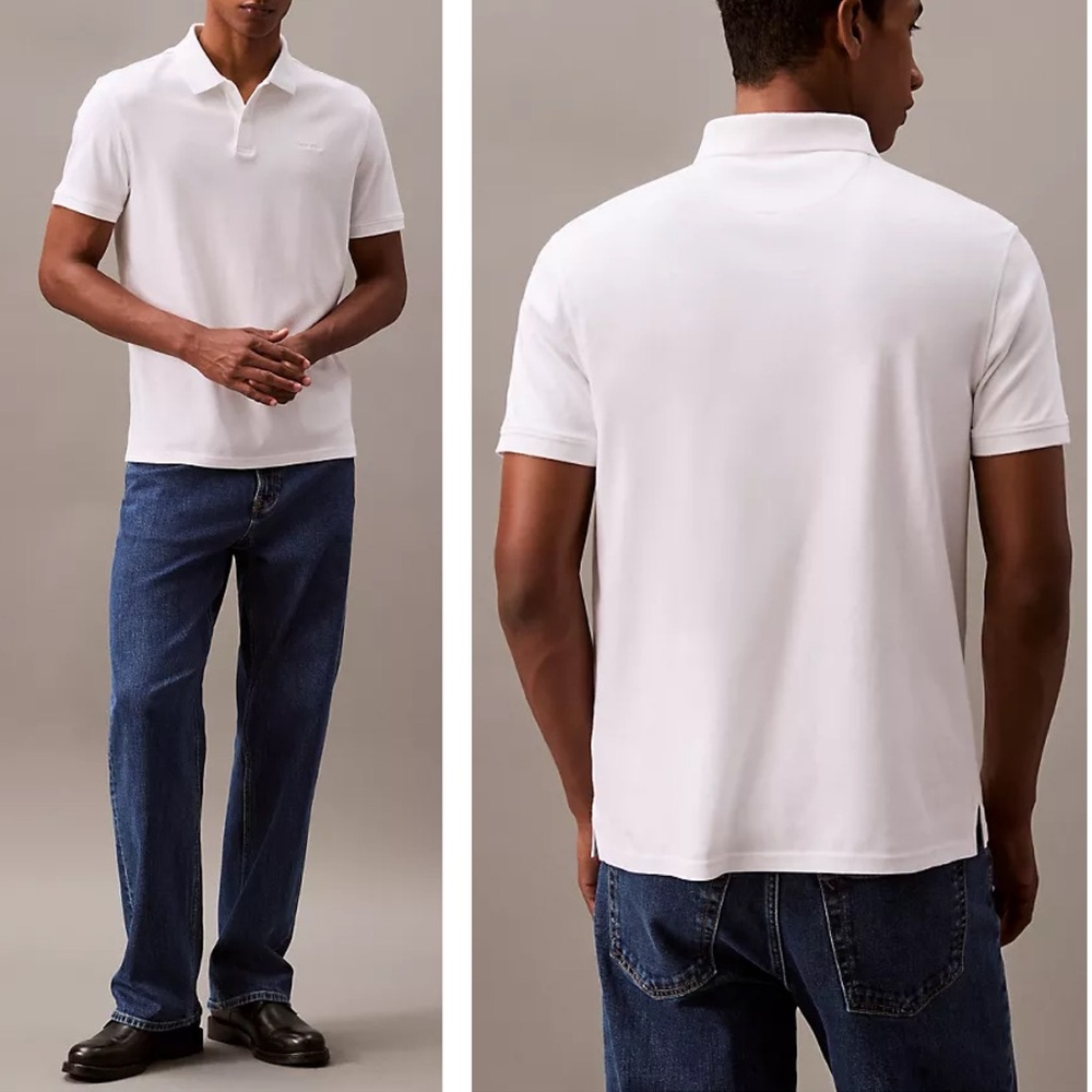 Calvin Klein Men’s Crisp White Liquid Touch 100% Cotton Shorts Sleeve Polo XL
